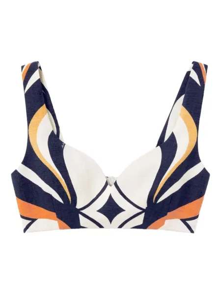 Top La Doublej z nadrukiem w abstrakcyjne wzory niebieski