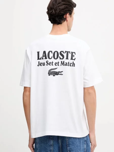 Lacoste tricou din cu imprimeu alb