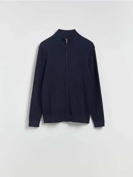 Reserved Rozpinany sweter ze stójką granatowy