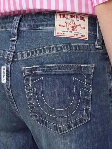 Jeansy o kroju baggy z mieszanki bawełny model Bobbi' True Religion niebieskie