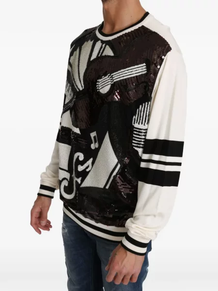 Pulover Dolce & Gabbana cu broderie negru