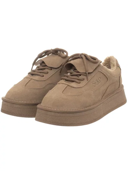 Botine Solo Soprani Couture din piele kaki