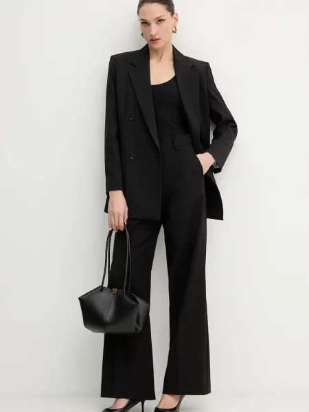 Піджак з додаванням вовни Weekend Max Mara VELOCE двобортний однотонний чорний