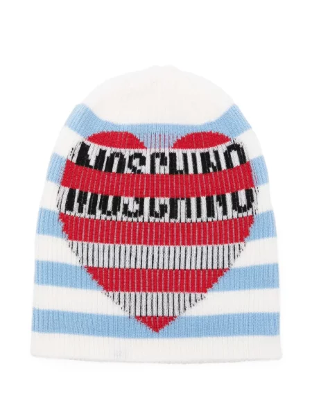 Căciulă Moschino Jeans cu dungi alb