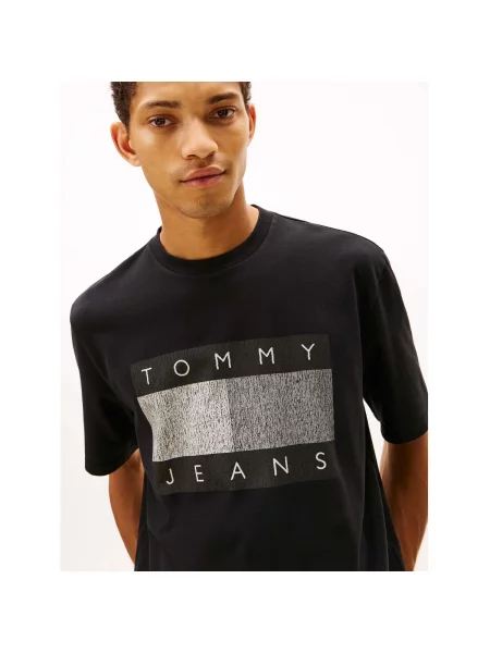 Tricou Tommy Jeans zdrențuiți negru