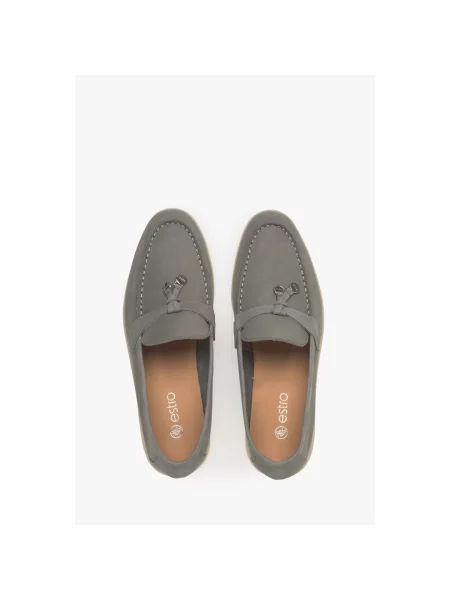 Лофери з китицями нубукові Estro сірі