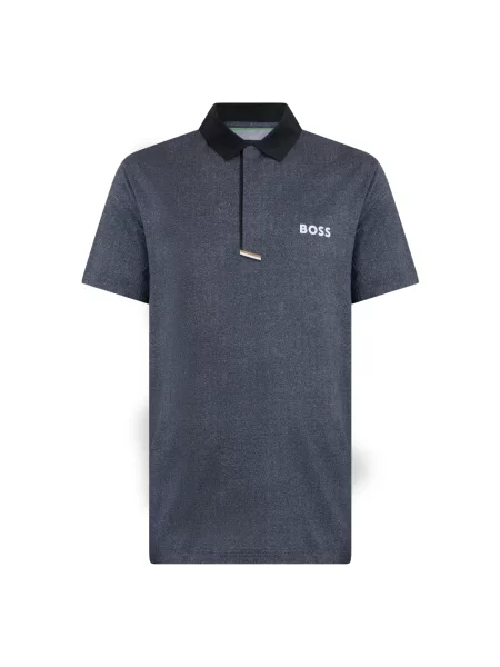 Krótka koszulka polo Boss z krótkim rękawem z logo szara