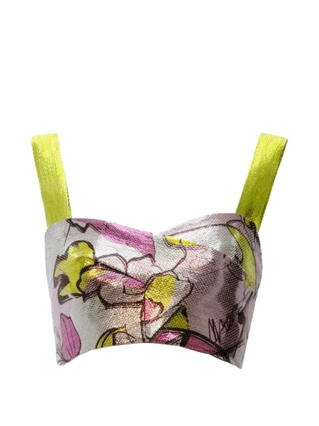 Decupat top Gemy Maalouf cu model floral cu imagine