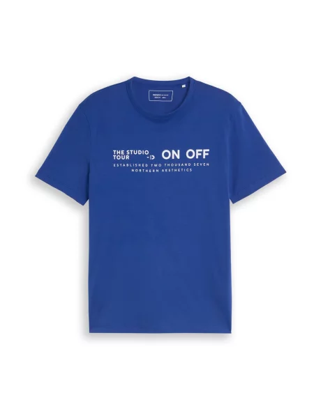 TOM TAILOR DENIM Tricou albastru cobalt alb