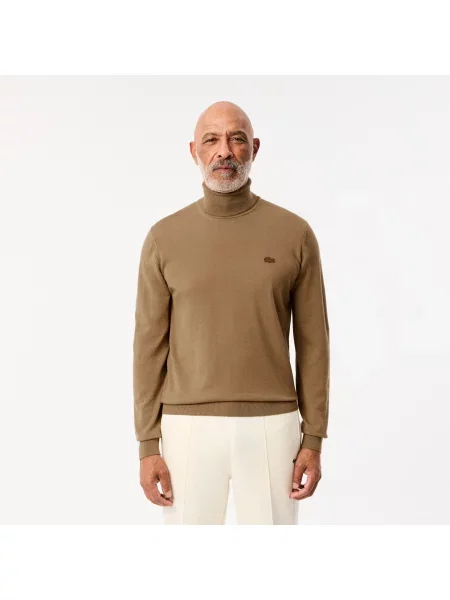 Lacoste Golf Z Wełny Merynosów brązowy