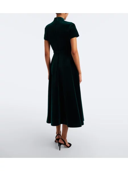 Cu centură rochie midi Emilia Wickstead de catifea verde