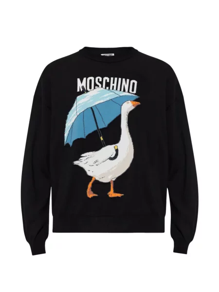 Pulover Moschino cu decolteu rotund negru