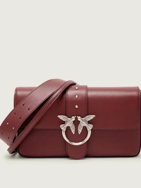 Pinko De piele geantă pe umăr LOVE ONE CLASSIC SLOUCHY bordo