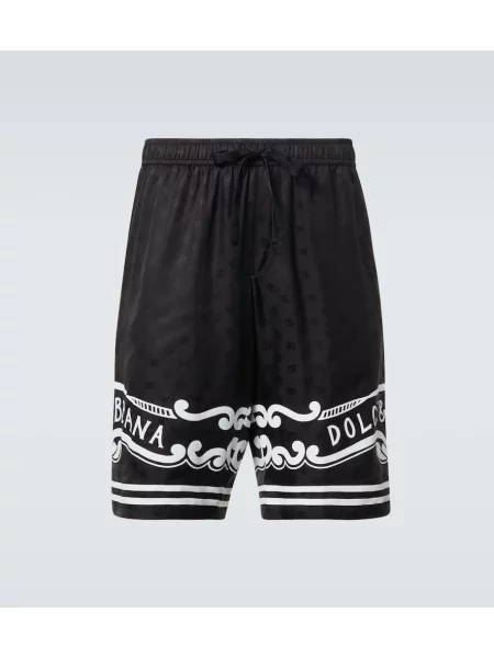 Bermude Dolce&gabbana de mătase cu model paisley negru