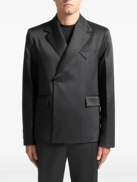 Costum Manière De Voir din satin cu două rânduri de nasturi negru