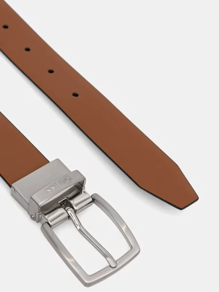 Кожаный двусторонний ремень Guess с ремешками