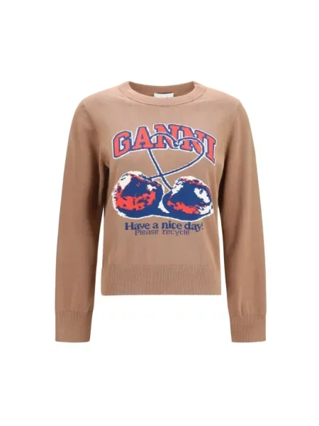Sweter Ganni brązowy