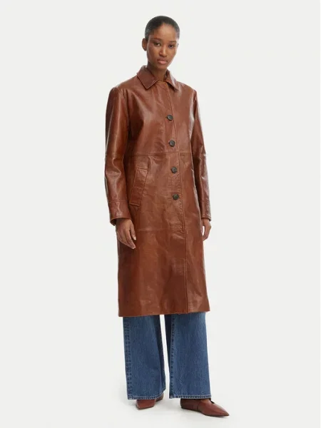 MAX&Co. Płaszcz skórzany Doppia brązowy