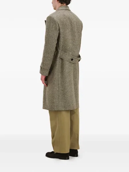 Palton Fortela cu model herringbone verde