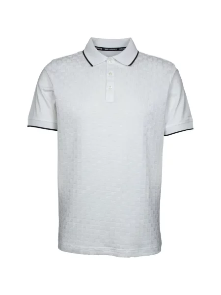 Tricou polo Karl Lagerfeld tricotate alb