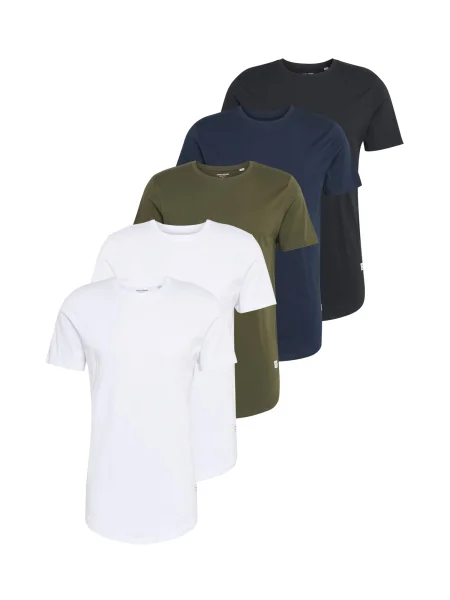 JACK & JONES Tricou Enoa bleumarin negru / oliv alb