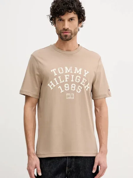 Majica Tommy Hilfiger s tiskom bež