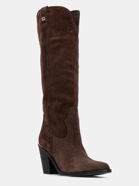 Guess cizme cowboy pentru femei din piele întoarsă maro