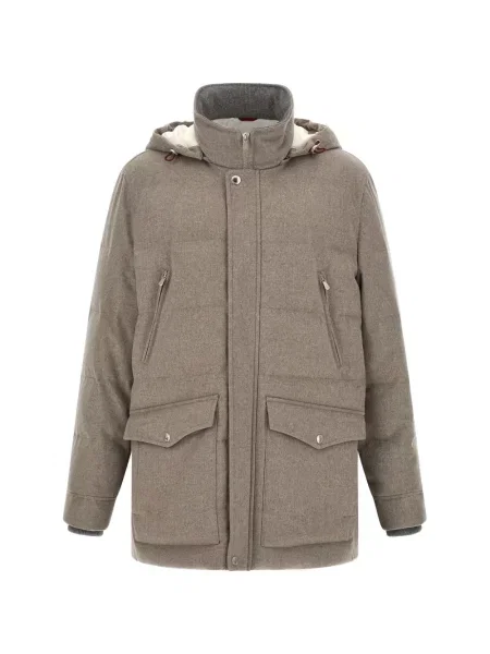 Membrană geacă parka Brunello Cucinelli de lână maro