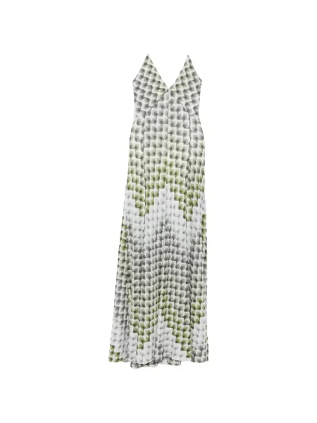Rochie maxi Missoni cu imagine cu imprimeu geometric cu gât halter verde