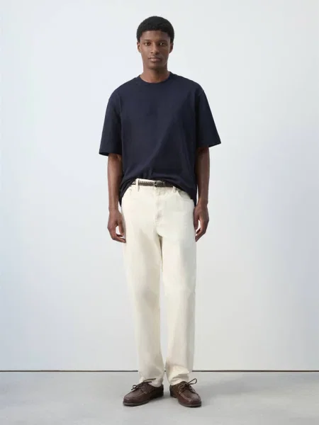 Koszulka relaxed fit Mężczyzna S MANGO MAN granatowy