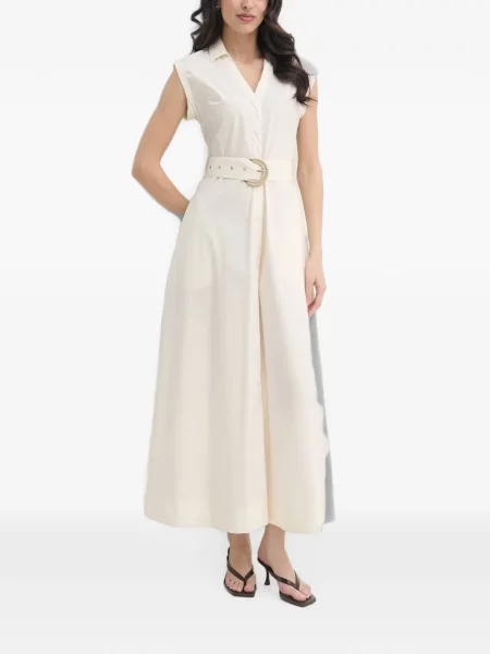 Cu centură rochie midi Gaudi fără mâneci alb