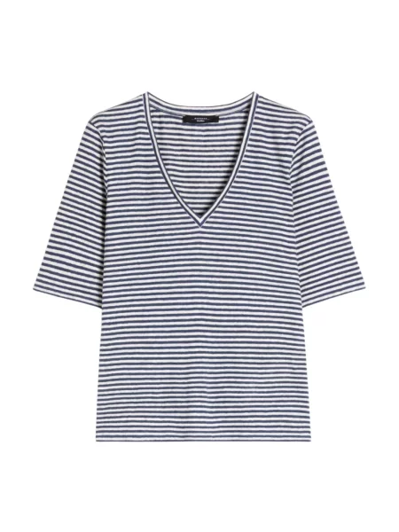 Lniana koszulka Weekend Max Mara niebieska