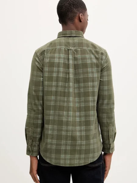 Manšestrová košile Tommy Jeans regular s límečkem button-down zelená