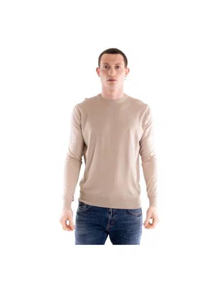 Dzianinowy sweter People Of Shibuya z okrągłym dekoltem beżowy