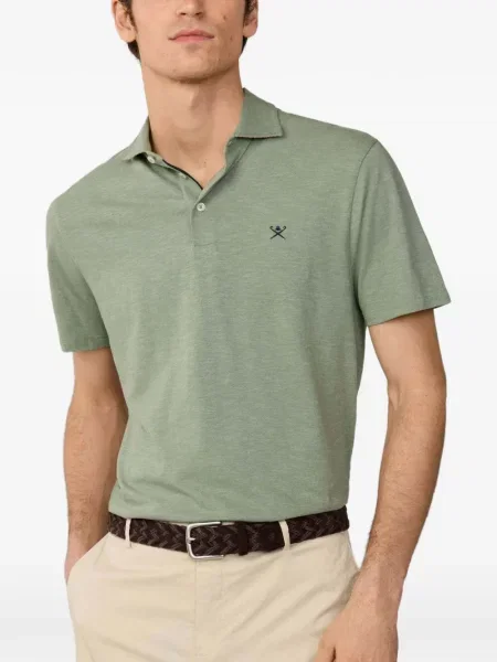 Tricou polo Hackett London cu broderie clasic verde