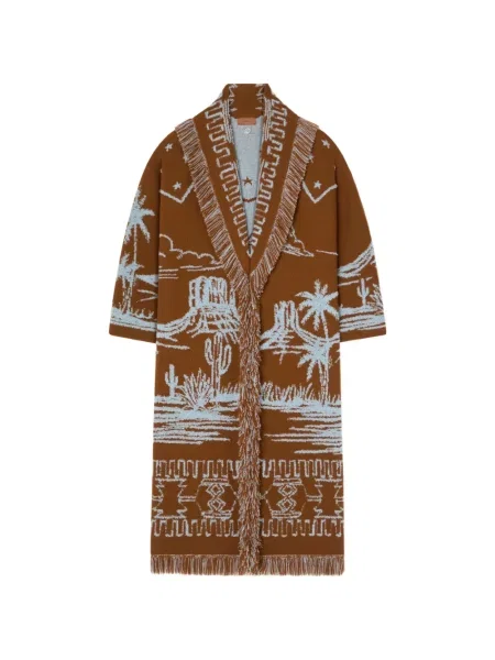 Palton Alanui cu franjuri maro