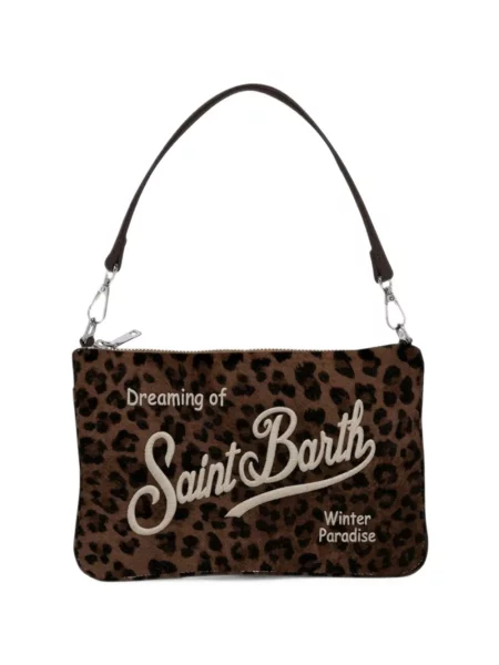 Geantă Mc2 Saint Barth cu broderie cu model leopard maro