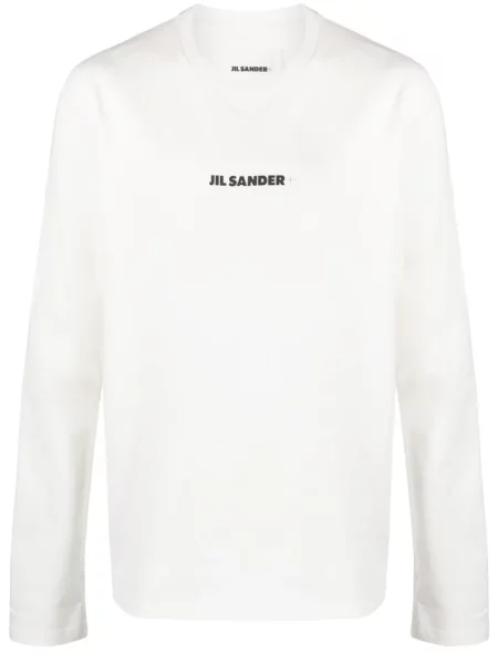 Tricou Jil Sander cu imagine lung alb