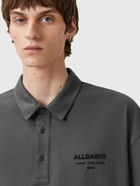 Поло AllSaints XANDER однотонне сірий