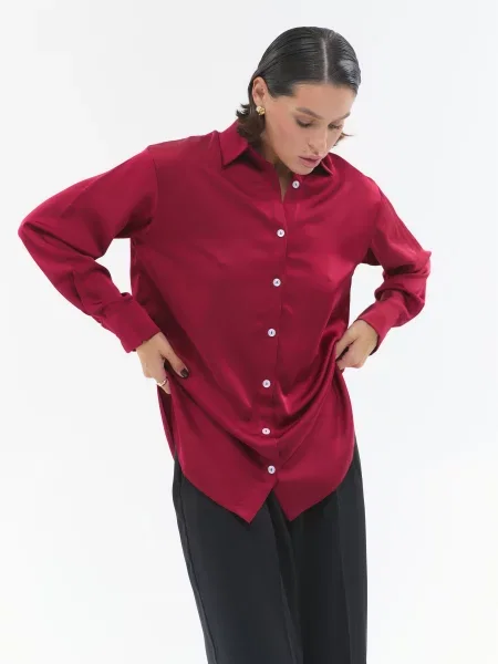 Сатинова Блуза Lilove бордовий