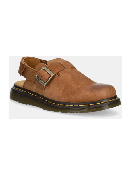 Klapki Dr. Martens skórzane brązowe