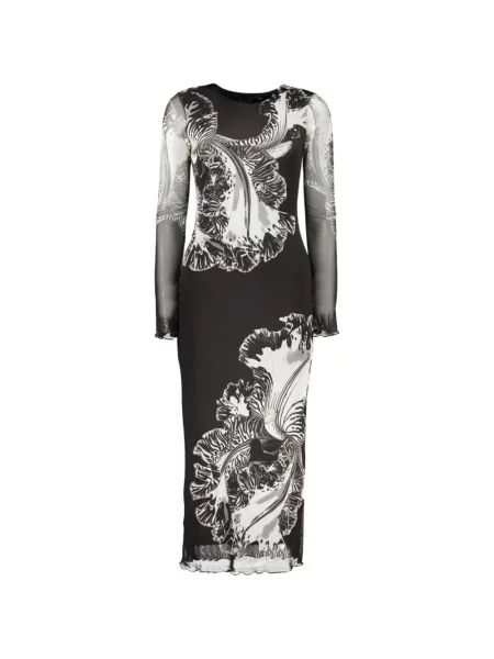 Rochie midi Desigual cu model floral cu imagine plasă negru