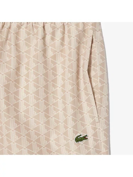 Lacoste Spodnie Dresowe Z Nadrukiem Monogramu Lacoste beżowe
