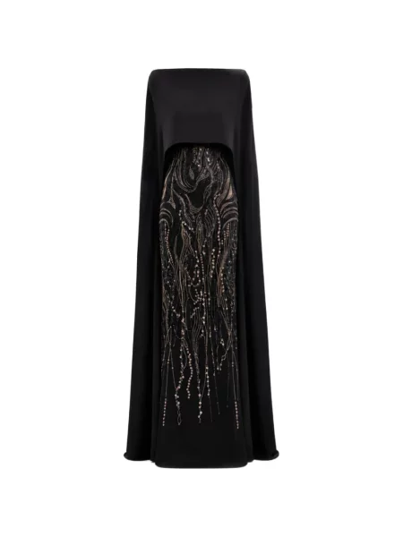 Rochie maxi Gemy Maalouf cu mărgele negru