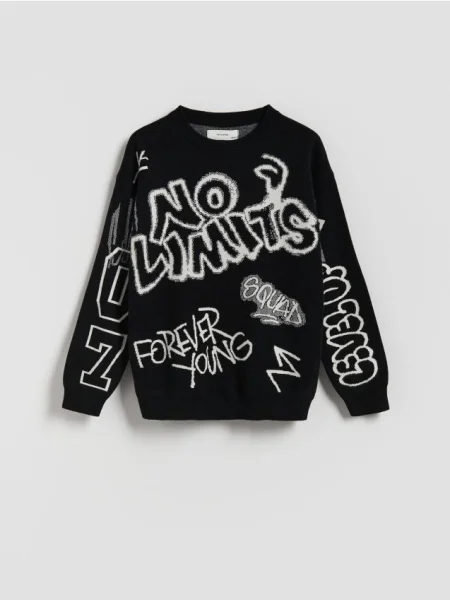 Reserved Sweter z wiskozą czarny