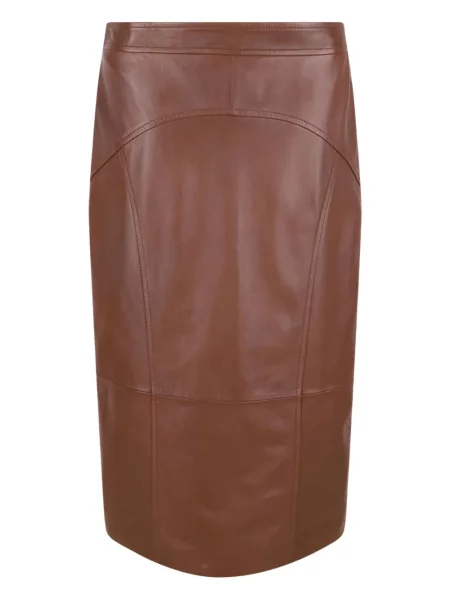 Fustă din piele Max Mara maro