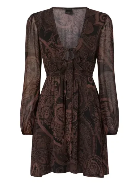 Sukienka midi Pinko z nadrukiem z wzorem paisley do kolan czarna