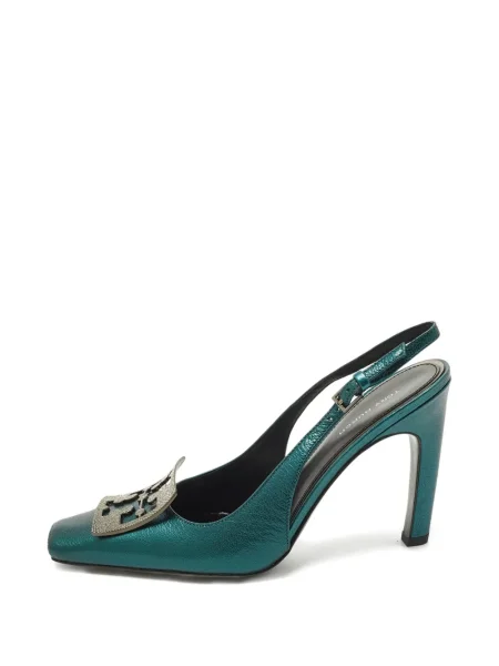 Pantofi cu toc Tory Burch din piele slingback verde