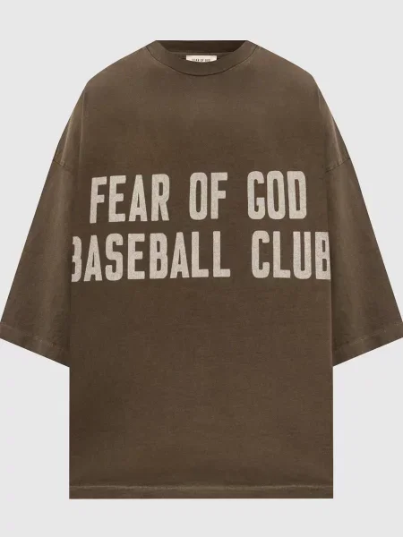 Футболка кольору хакі з принтом Fear Of God