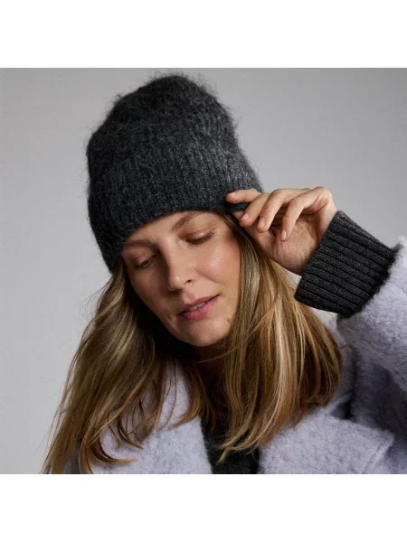 Reserved Alpakagyapjú-keverék beanie sapka sötétszürke